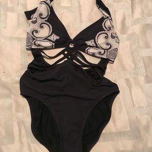 Red Carter cutout bathing suit